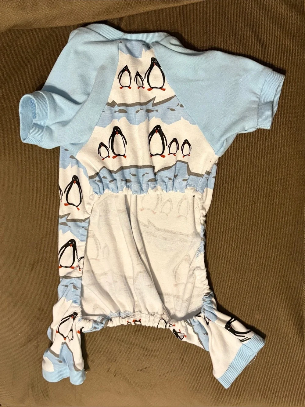 Leveret Blue & White Dog Pajamas w/Penguin Print Size Large